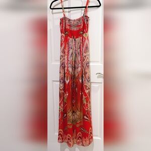 Soma Vibrant Red Paisley Chiffon Maxi Dress